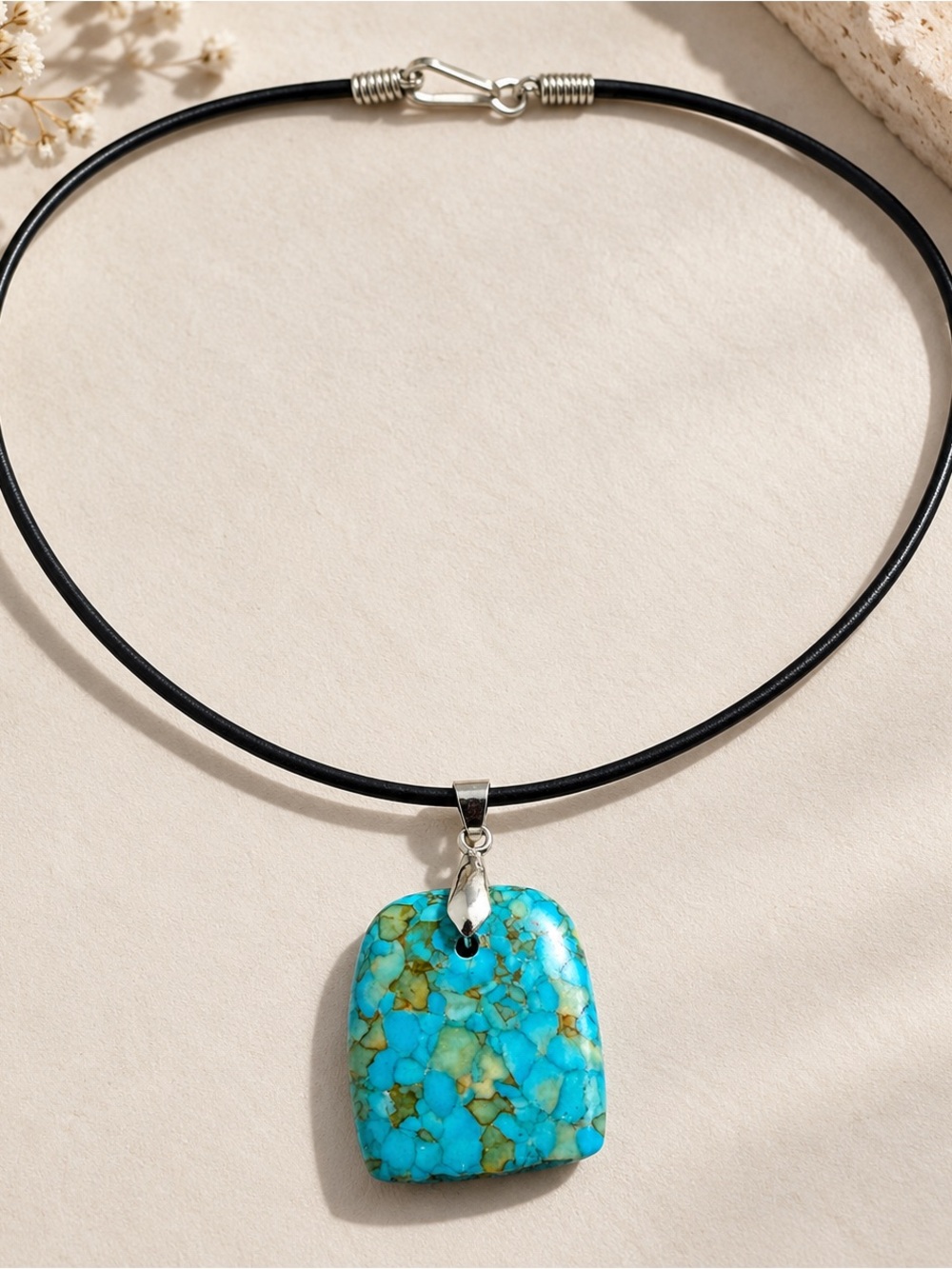 Turquoise Mosaic Pendant Necklace